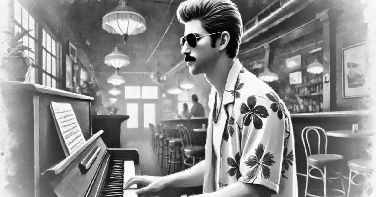 ピアノを弾いているグースのイラスト