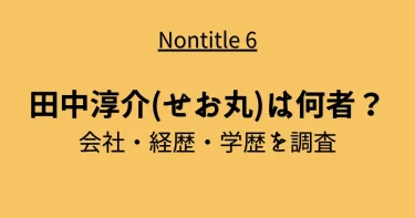 田中淳介(せお丸)は何者？会社・経歴・学歴を調査【ノンタイトル】